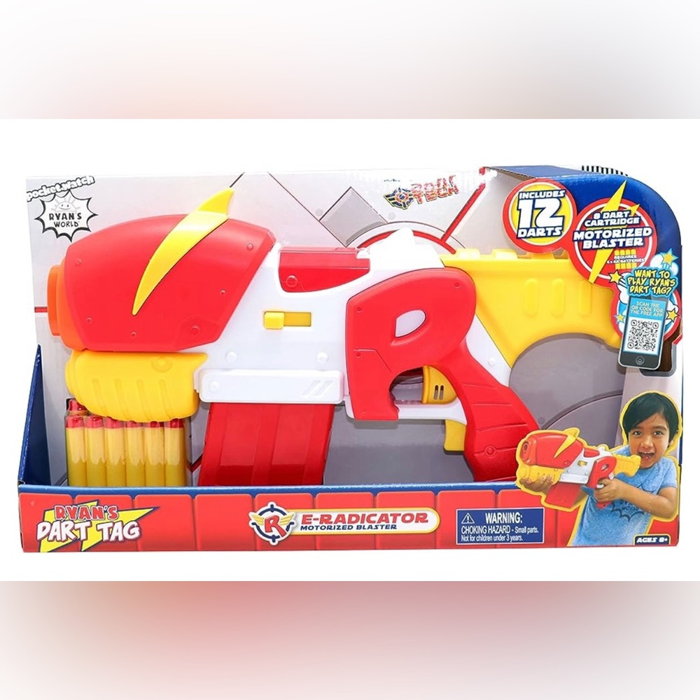 NIB Ryan's World Foam Dart Tag E-Radicator Motorized Blaster , Red